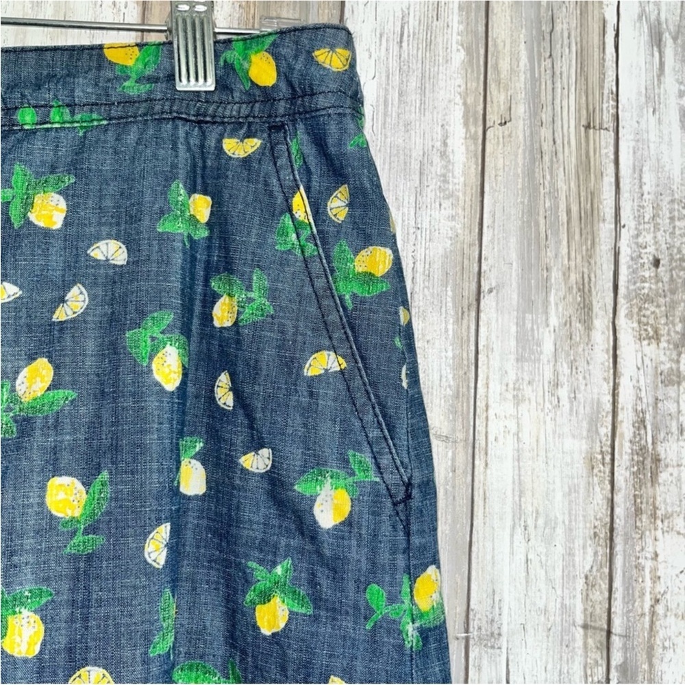 Karen Scott Lemon Print Denim Skort - Picture 4 of 6
